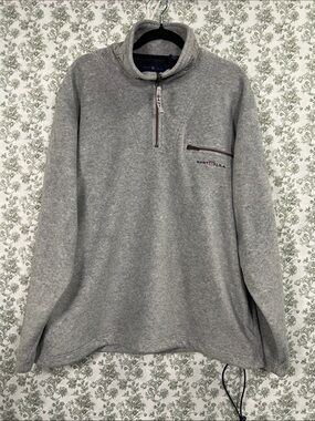 Gant Men's Light Gray Quarter-Zip Fleece Pullover